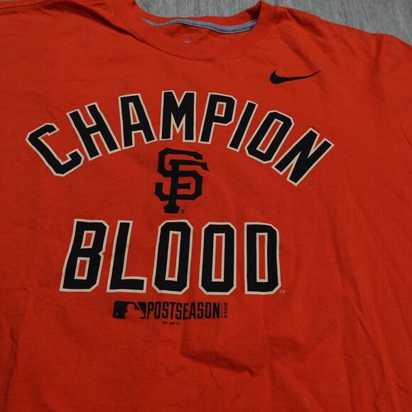 Nike San Francisco Giants Shirt 2014 Champion Blood Men XL Crewneck Short Sleeve - Picture 2 of 5